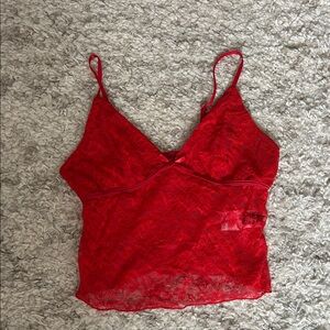 SHEIN Vibrant Red Lace Top